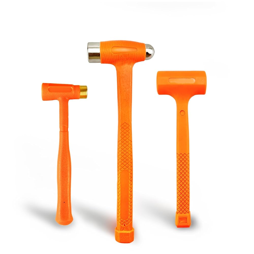 C&T 3-Pieces Dead Blow Hammer Set, Brass Hammer, Ball-Peen